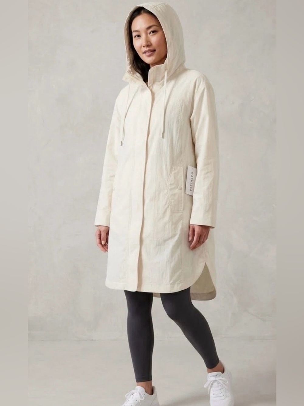 NWT Women’s Athleta Everywhere Anorak Cream Hooded Raincoat Jacket - M